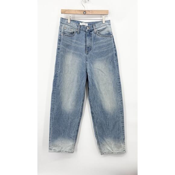 The Frankie Shop Jeans Small Tanner Bleach Wide Leg Baggy Low Rise Distressed - Picture 1 of 10